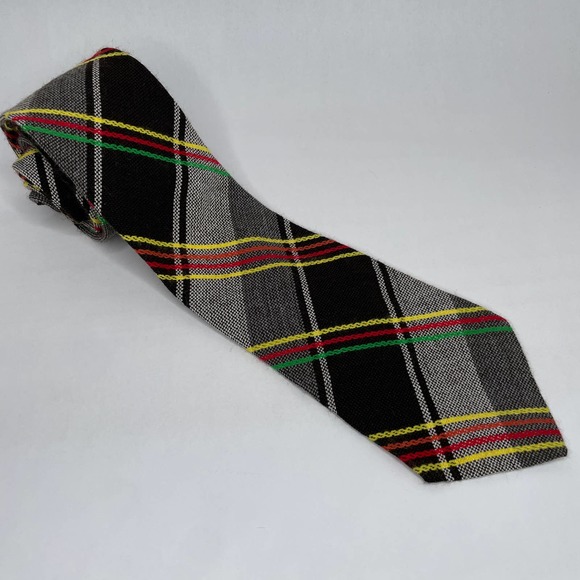 Vintage Richman Brothers Tie Tartan Striped Brown Grandpa Preppy Goblincore - Picture 1 of 6